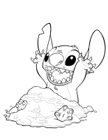 A coloring page of lilo and stitch